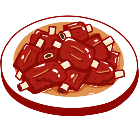 一碟红烧排骨卡通手绘图标元素