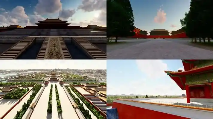 4k 3d故宫漫游航拍视频素材舞台背景,全息互动舞台背景下载,高清3840x