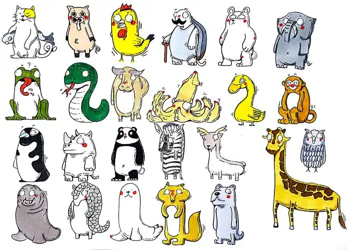 马克笔画61只呆蠢的小动物们