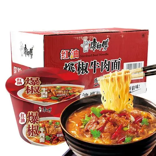 康师傅红油爆椒牛肉面111g12桶