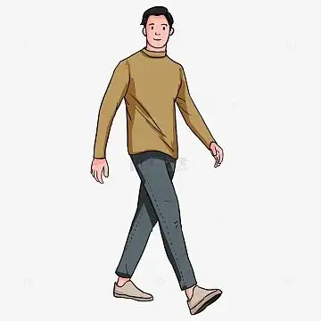 走路向前 侧面 青年 休闲 散步