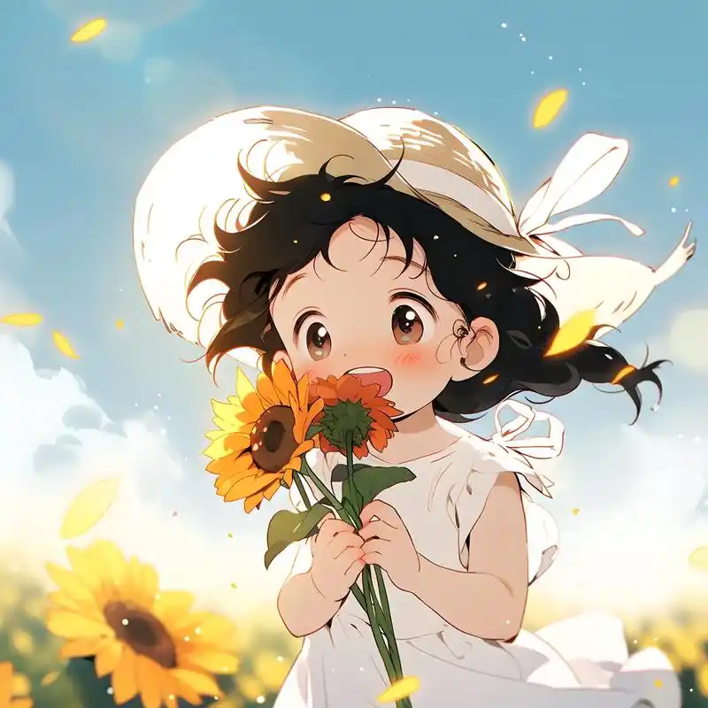 向日葵的花语.永远向阳而生#治愈系头像 #动漫头像 #甜妹头 - 抖音