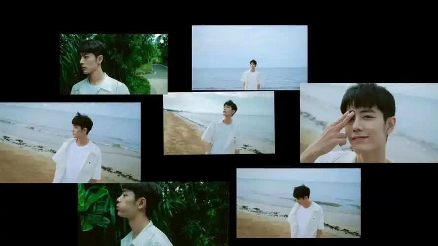 肖战海边,治愈系的笑容