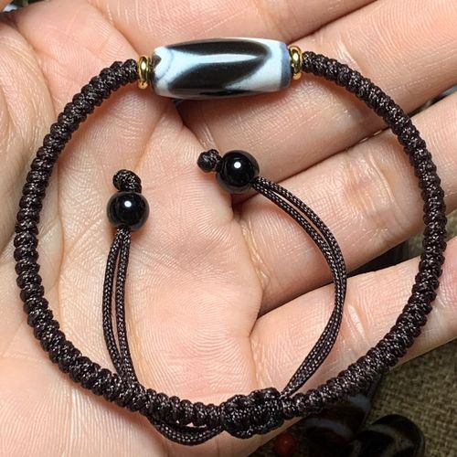 {宠粉福利款附证书}纯手工编织虎牙天珠手链手串 单条的价格