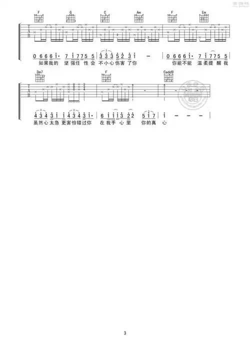 梁静茹 - 勇气 [弹唱] 吉他谱