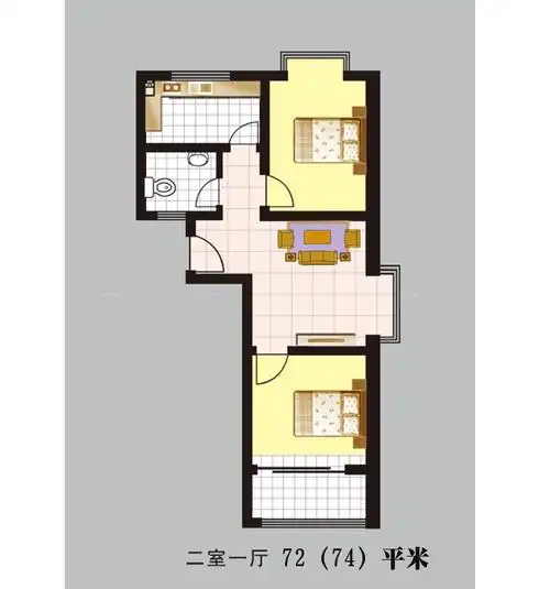 二室一厅一卫户型设计图