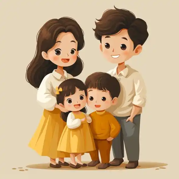 亲子头像|2024一家四口姐弟「插画合集1」原创