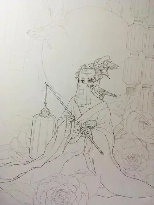 100张唯美古风女子手绘线稿,超全女子古风线稿图集 - 高光网