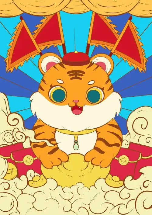 十二生肖国潮插画虎