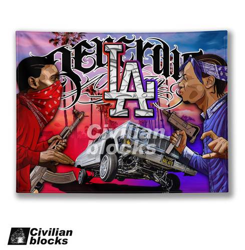 奇卡诺说唱西海岸花体字gta匪帮腰果花血帮瘸帮嘻哈hiphop背景布