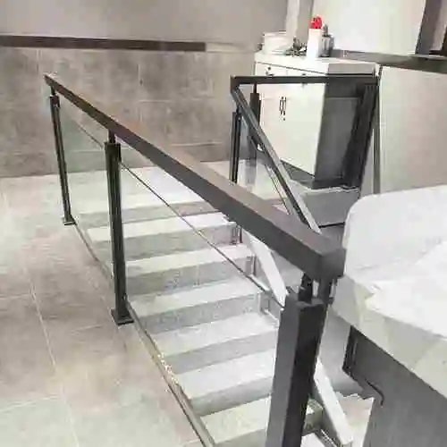 室内简约钢化玻璃楼梯扶手复式实木卡槽玻璃扶手阁楼实木头扶手