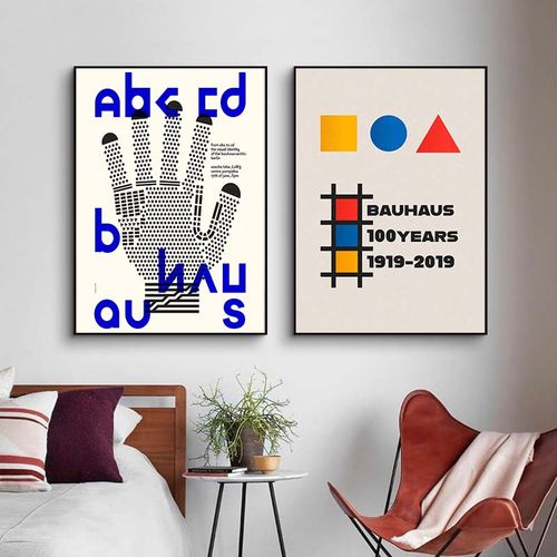 包豪斯展览海报极简bauhaus装饰画 可粘 墙贴 小众文艺  挂画