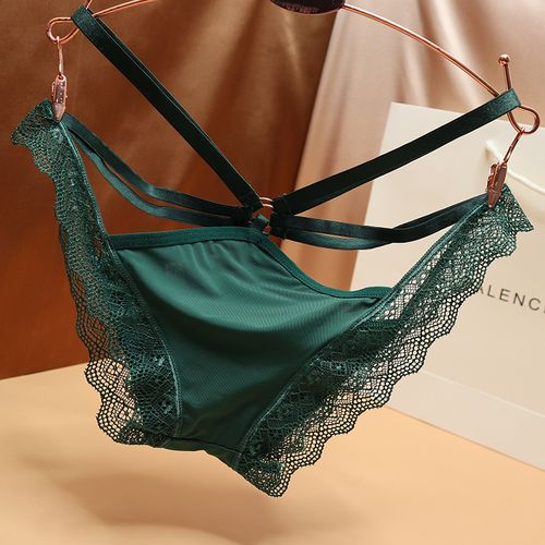 三角裤三角诱惑镂空低腰冰丝边细内裤滑腰丝丝女三角裤