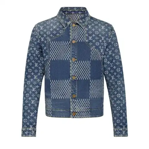 路易威登 男士夹克giant damier waves monogram 牛仔外套蓝色【正品