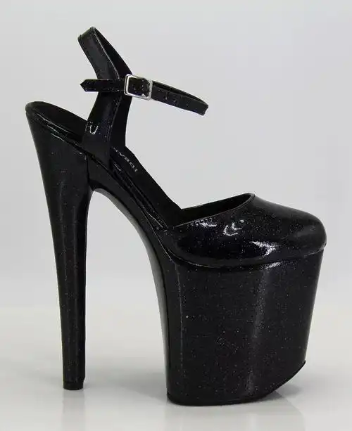 idealma新款模特走秀20cm高跟鞋珠光紫色包头时装凉鞋