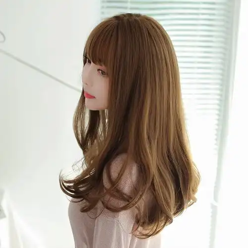 新款假发长卷发自然蓬松逼真女长发修脸中长发齐刘海全头套