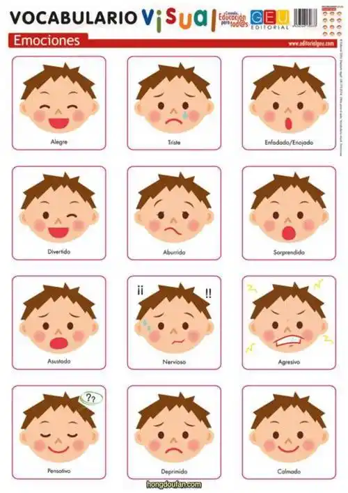 用表情包认识情绪13张认识情绪英语图片练习打印下载