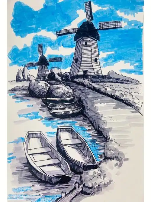 简单,容易出效果,适合三年级到六年级的速写美术课#少儿创意美术