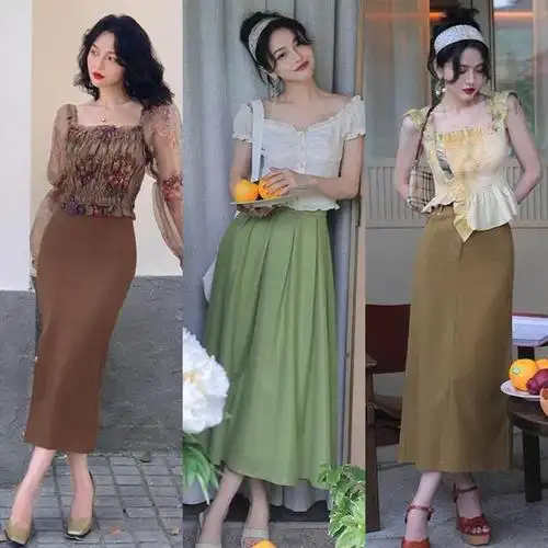 穿裙子或半身裙,记住"挑选 搭配"的思路,梨形身材也可以穿