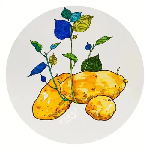 创意儿童画发芽的土豆