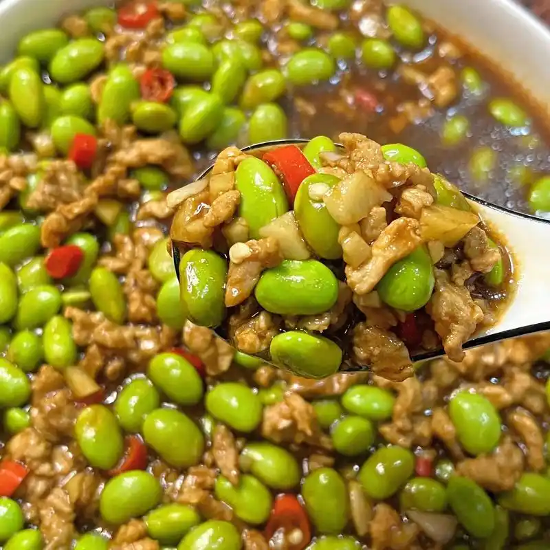 下饭菜毛豆炒肉.这道菜真的是费米饭 一整个又香又好吃  做法 - 抖音