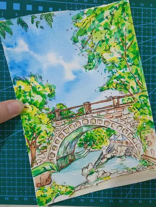 水彩临摹桥