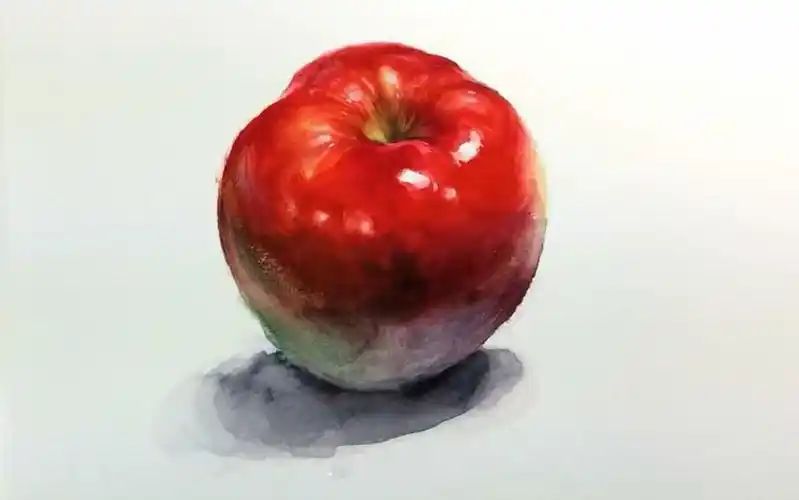 新人水彩一看就能学会的写实苹果水彩超详细教程
