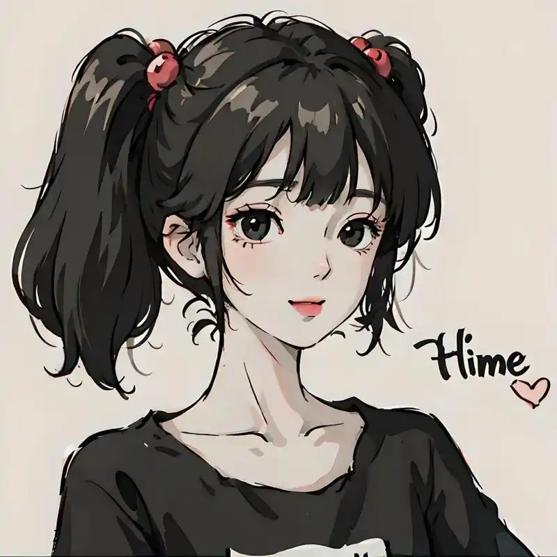 厚涂黑发女孩头像