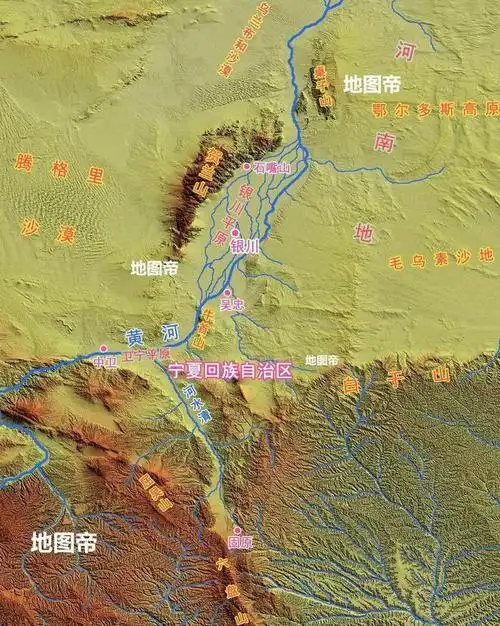 位于白于山以北,从北往南包括库不齐沙漠,鄂尔多斯高原,毛乌素沙地