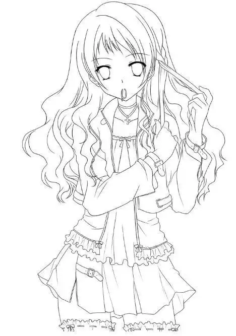 吐舌头动漫女孩简笔画