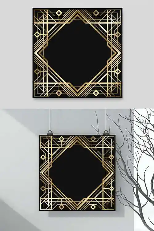 鎏金时尚高级感黄欧式边框设计素材