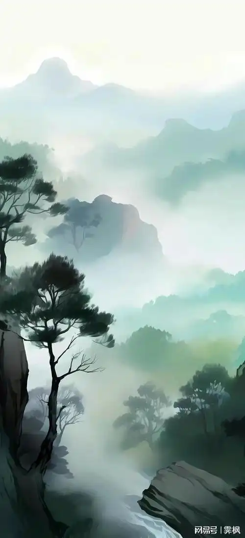 国风山水壁纸浮云一别后流水十年间