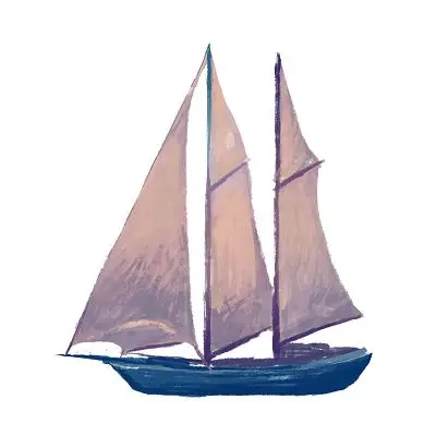 手绘卡通海洋帆船元素简约帆船png素材