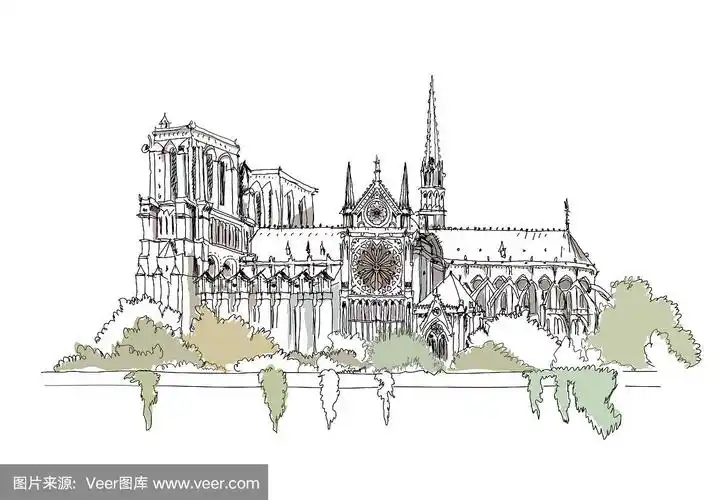 著名建筑的素描,巴黎圣母院