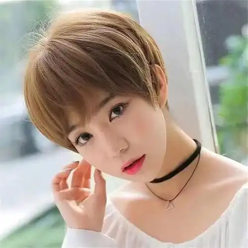 aidahngj齐耳短发假发套女全头逼真2030到40岁学生假发女全头套假花乐