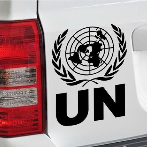 标致un越野车联合国维和部队车门贴纸徽标机盖贴汽车装饰贴