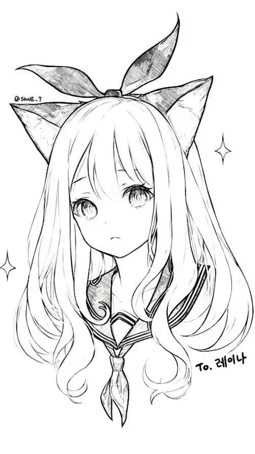 绘动漫 简笔画 线稿 黑白配 动漫 唯迷你世界奥利维亚画画的日常