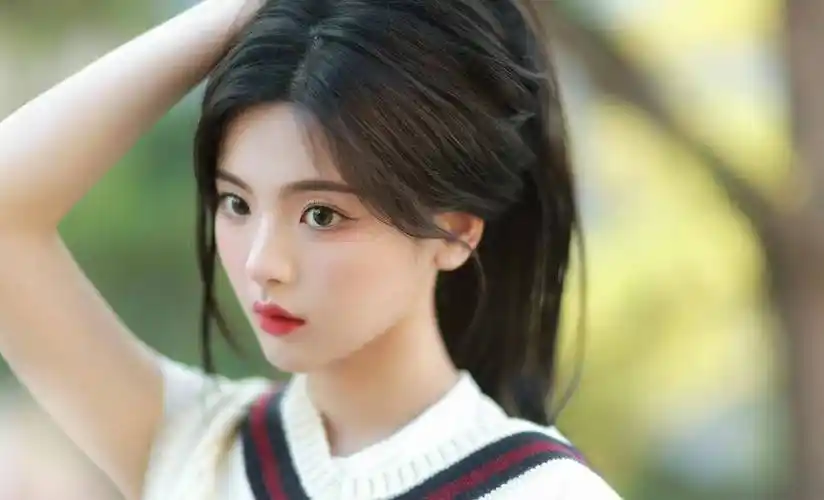 杨超越学院风写真,白衬衫搭配针织背心,干净又可爱_女孩_皮肤_年龄