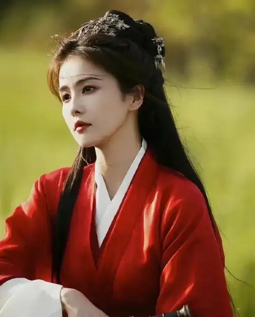 白鹿当时在演陪酒女的时候,觉得她很配女侠风,红色汉服确实很美.