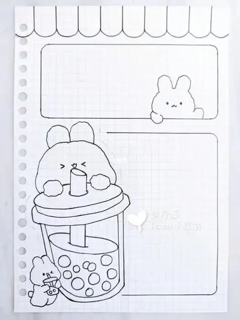 手账排班简笔画奶茶手账手帐奶茶简笔画兔子