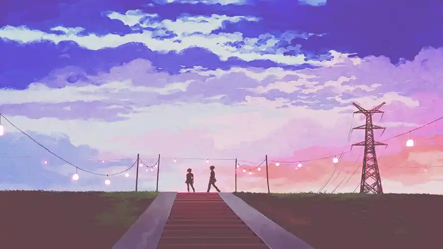 唯美二次元动漫风景美图壁纸:只可惜,万般景象不及你