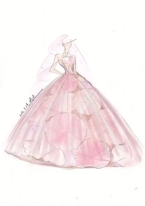 原创婚纱手稿惊艳了时光将花海穿身上