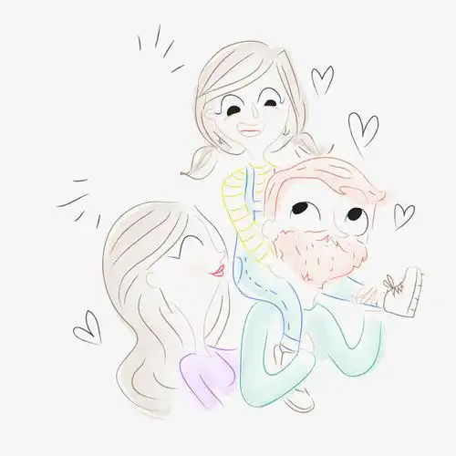 彩绘幸福三口之家矢量图