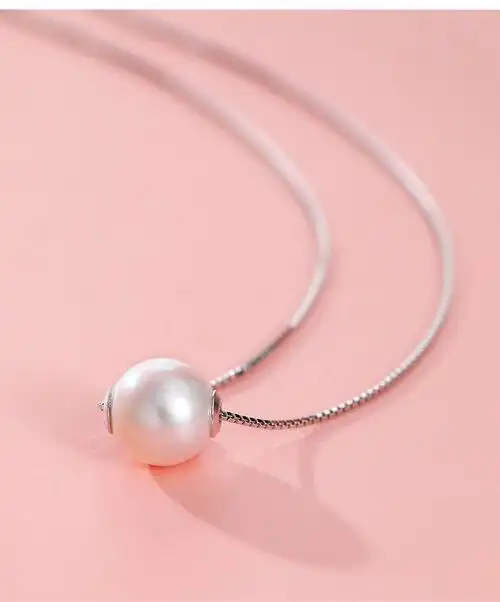 黛米珠宝 dz548 淡水珍珠项链白色圆珠珍珠吊坠单颗轻奢少女款 8-9mm