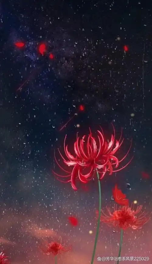 这就是人们口中的彼岸花,她们在黑暗中独自绽放,孤独而美丽.