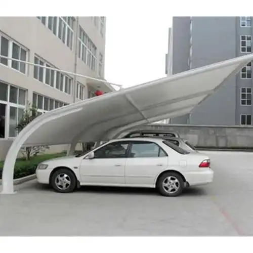 bc膜结构车棚雨棚安装小区工业园七字型汽车蓬多款多色