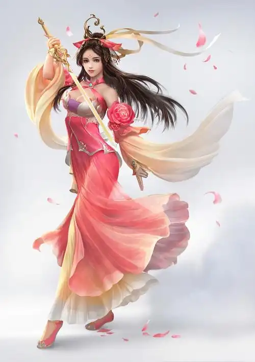 2k手机插画中国风古装3d古风美女舞剑 传统服饰超高清壁纸 - 国产动漫