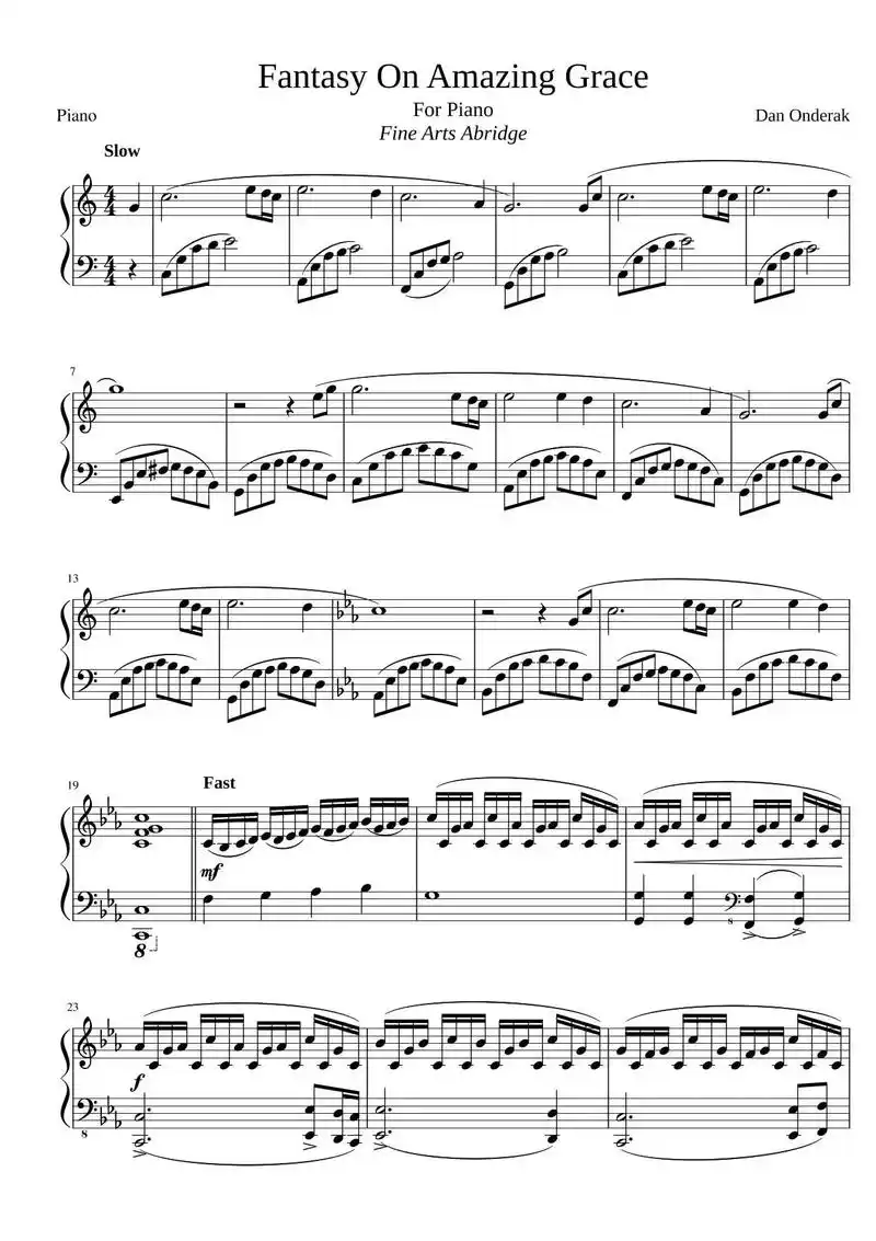 《奇异恩典幻想曲》钢琴谱分享|||fantasy on am - 抖音