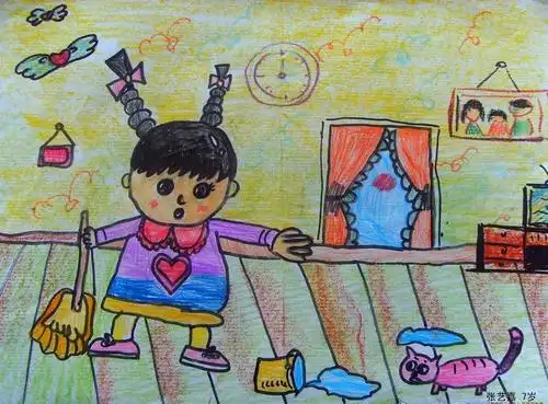 帮妈妈干家务/少儿绘画作品/儿童画/网络美术馆_中国少儿美术教育网