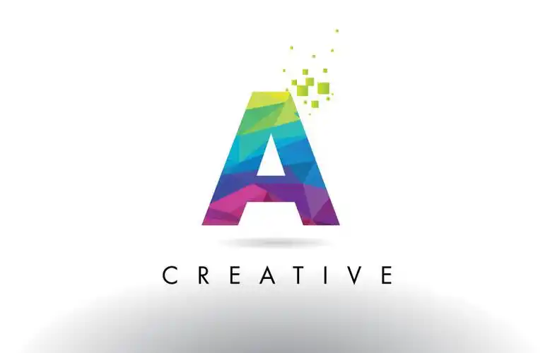抽象矢量彩色渐变几何字母a标志设计